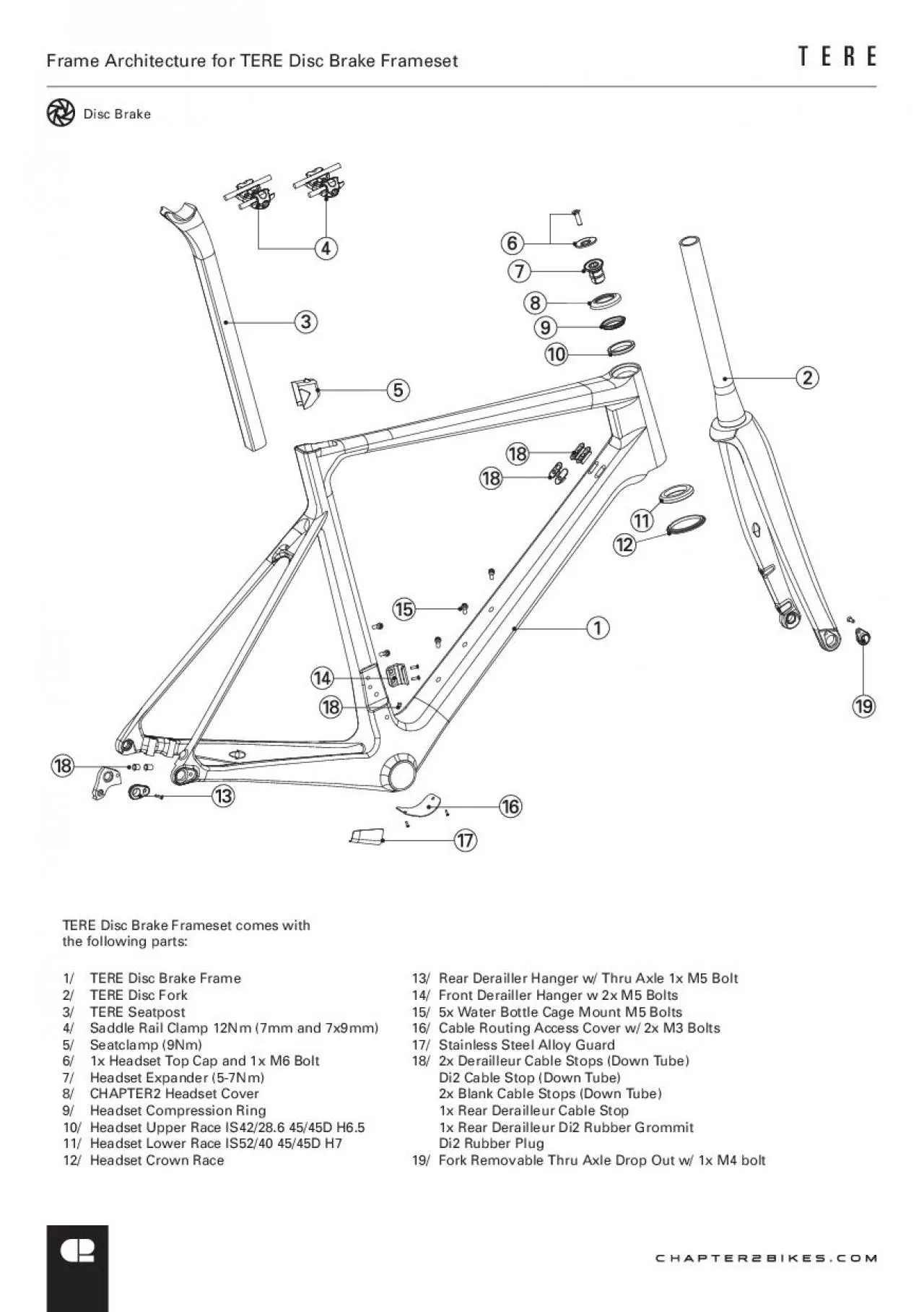 PDF-1 TERE Disc Brake Frame2 TERE Disc Fork3 TERE Seatpost4 Saddle Rai