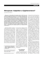 ARTICLES Menopause Adaptation or Epiphenomenon JOCELYN