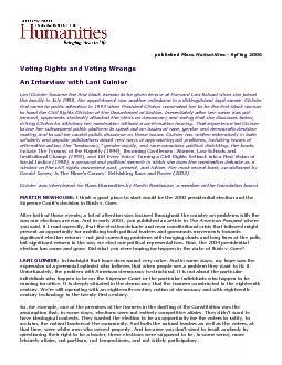 published   Spring 2006Voting Rights and Voting WrongsLani Guinier be