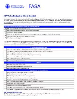 Fellow Designation Criteria Checklist