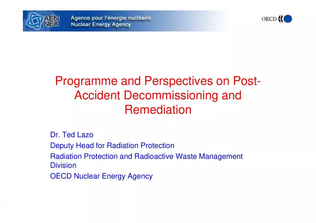 PDF-Programmeand Perspectives on PostAccident Decommissioning and Remedia