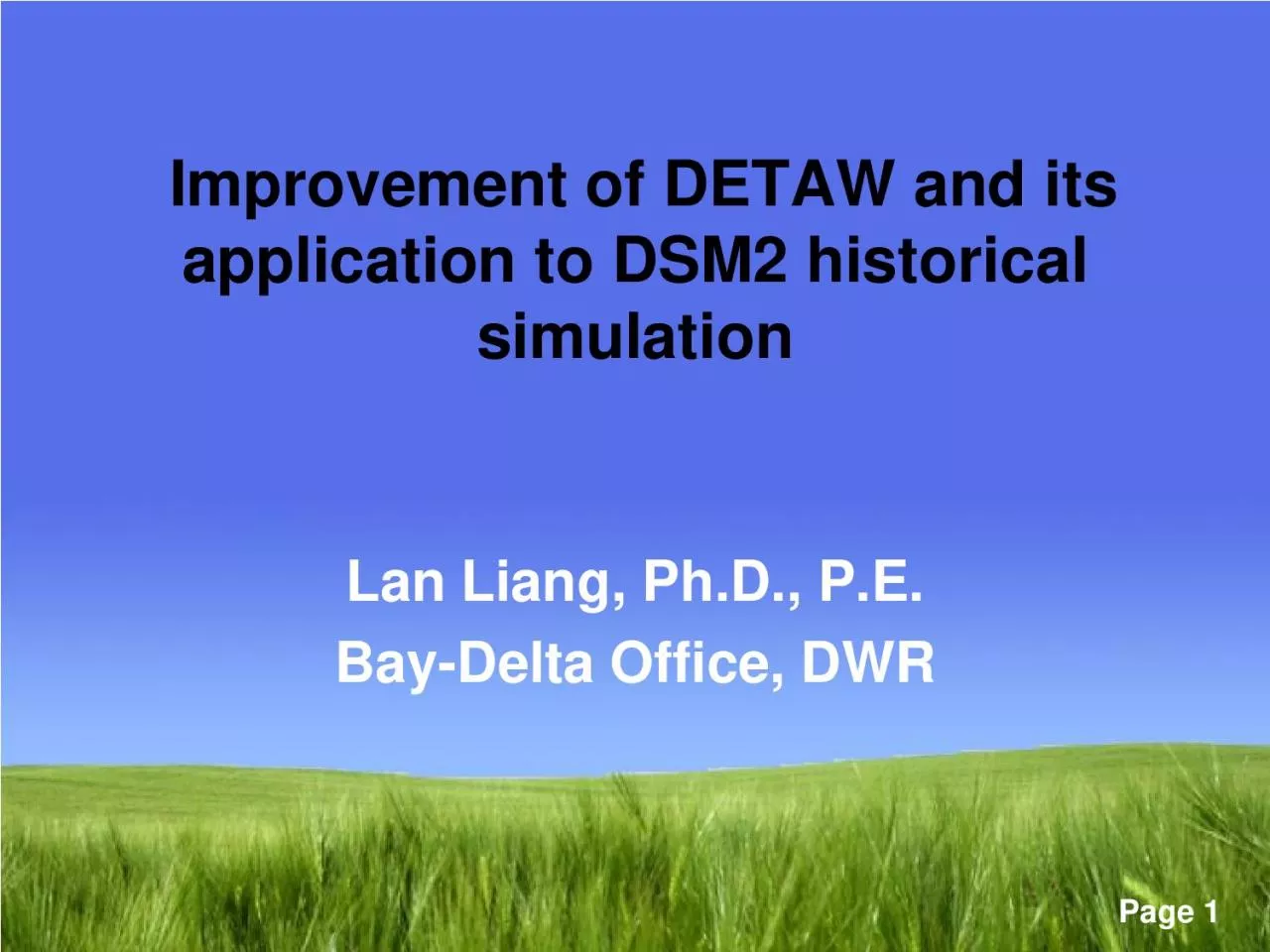 PDF-Improvement of DETAW and its application to DSM2 historical simulation