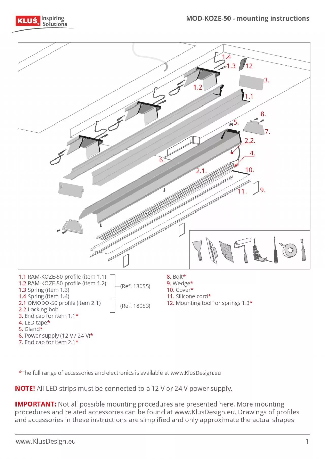 PDF-MODKOZE50 mounting instructions1wwwKlusDesigneuNOTE IMPORTANT