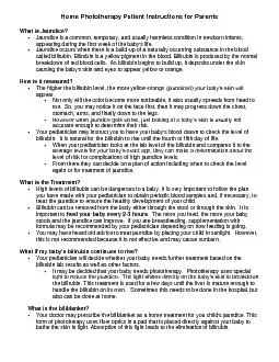 Home Phototherapy Patient Instructions for Parents