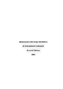 KRIEGLER AND WAKI REPORTSRevised Edition