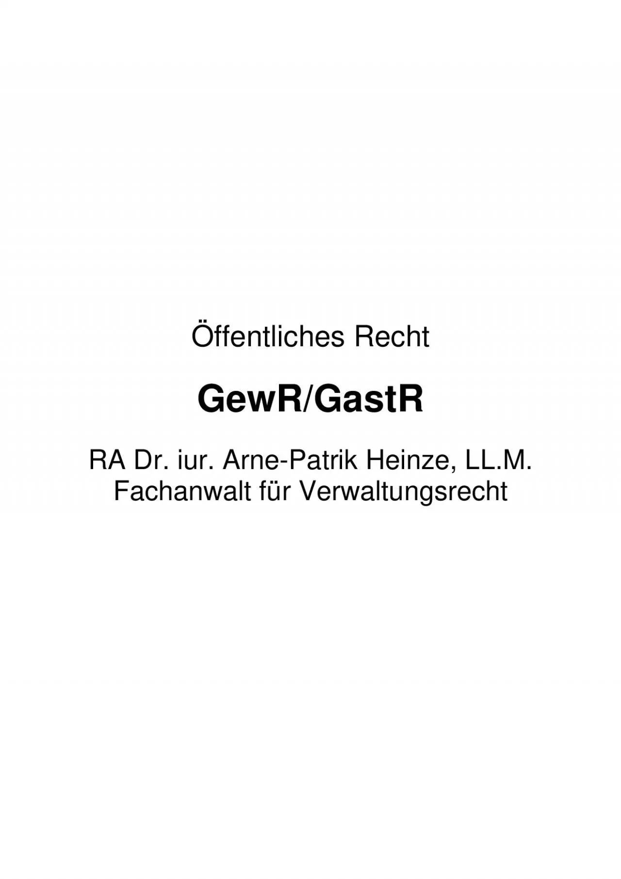 PDF-ffentliches Recht GewRGastRRA Dr iur ArnePatrik Heinze LLM Fac