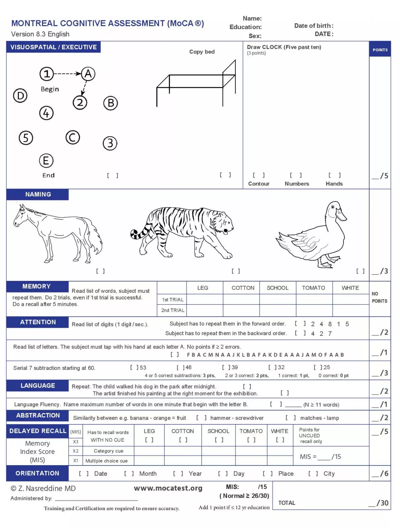 PDF-MONTREAL COGNITIVE ASSESSMENT MoCA