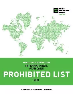 WORLD ANTI31DOPING CODEINTERNATIONAL STANDARD PROHIBITED LISTThis L