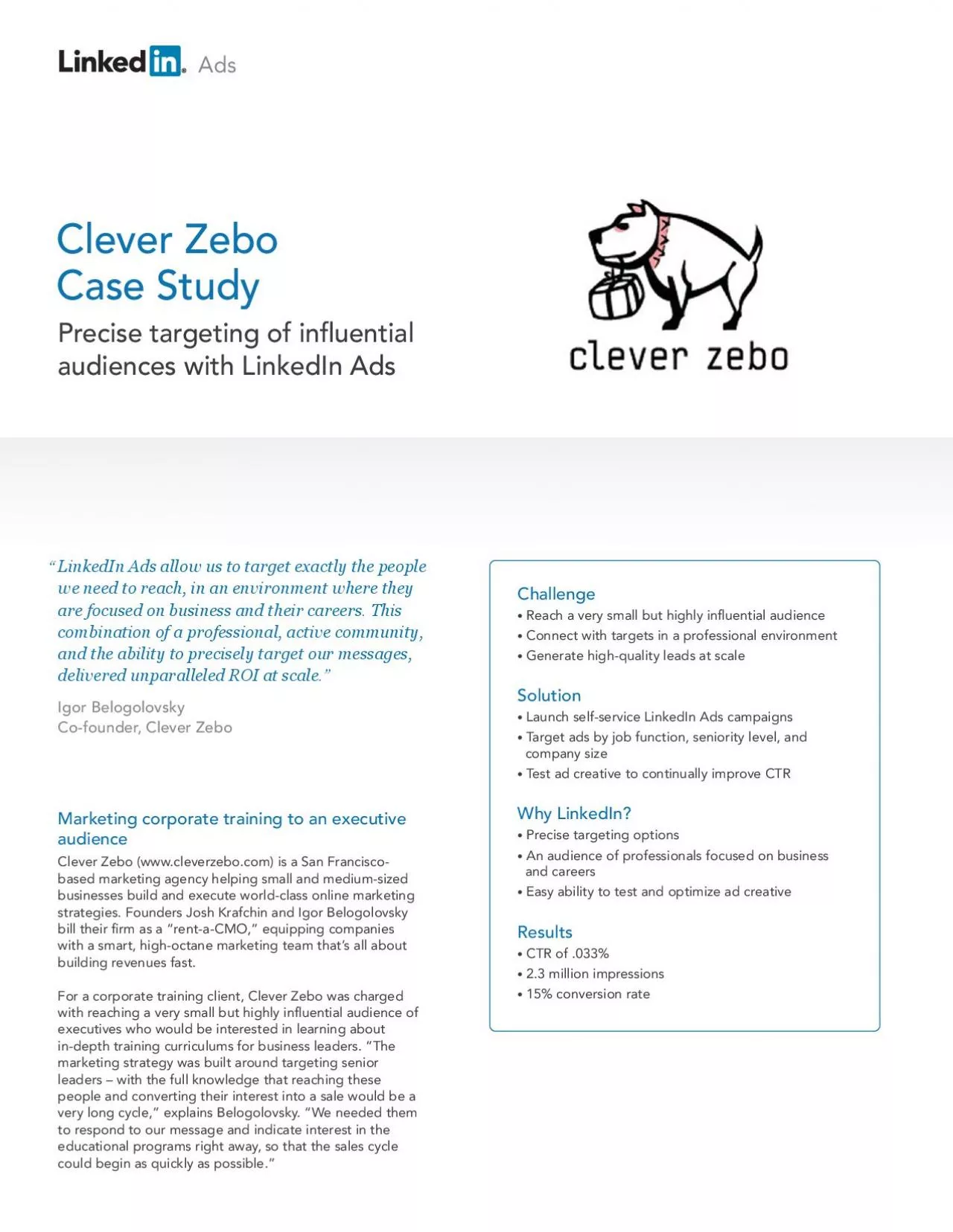 PDF-The target audience presented a challenge for Clever Zebo 147This