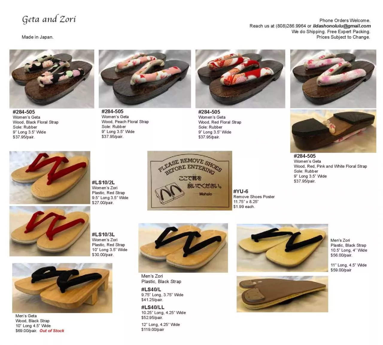 PDF-Geta and Zori Phone Orders Welcome We do Shipp