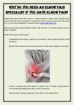 Why do you need an elbow pain specialist if you have elbow pain?