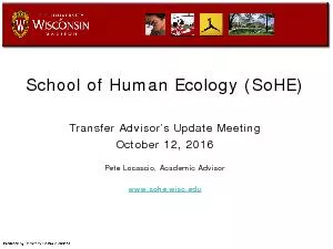School of Human Ecology SoHETransfer Advisor146s Update MeetingOc