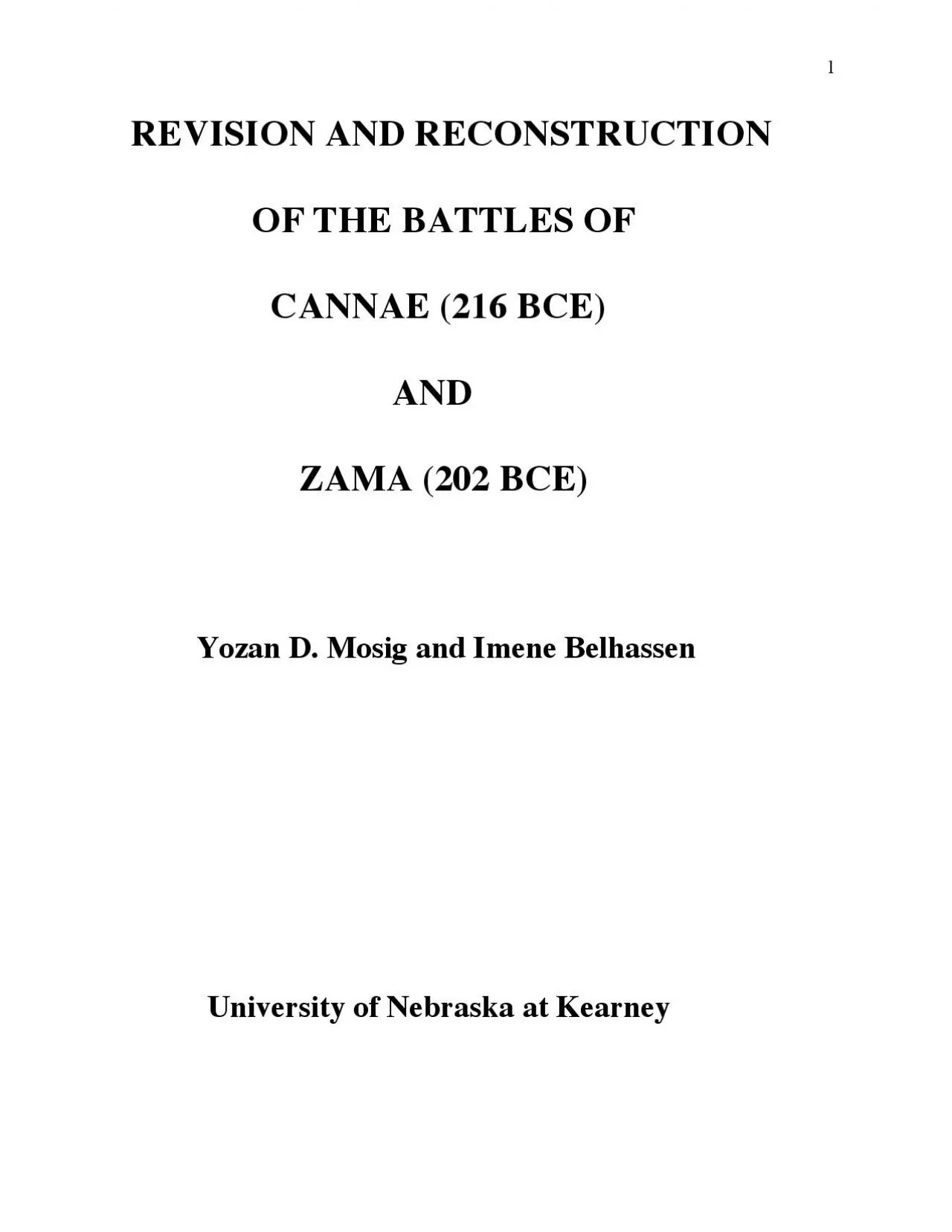 PDF-CANNAE 216 BCE AND ZAMA 202 BCE Yozan D M