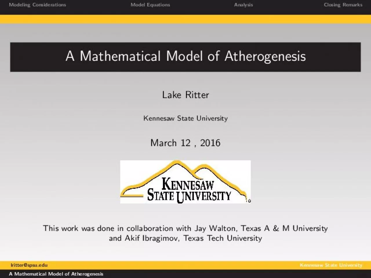 PDF-ModelingConsiderationsModelEquationsAnalysisClosingRemarks