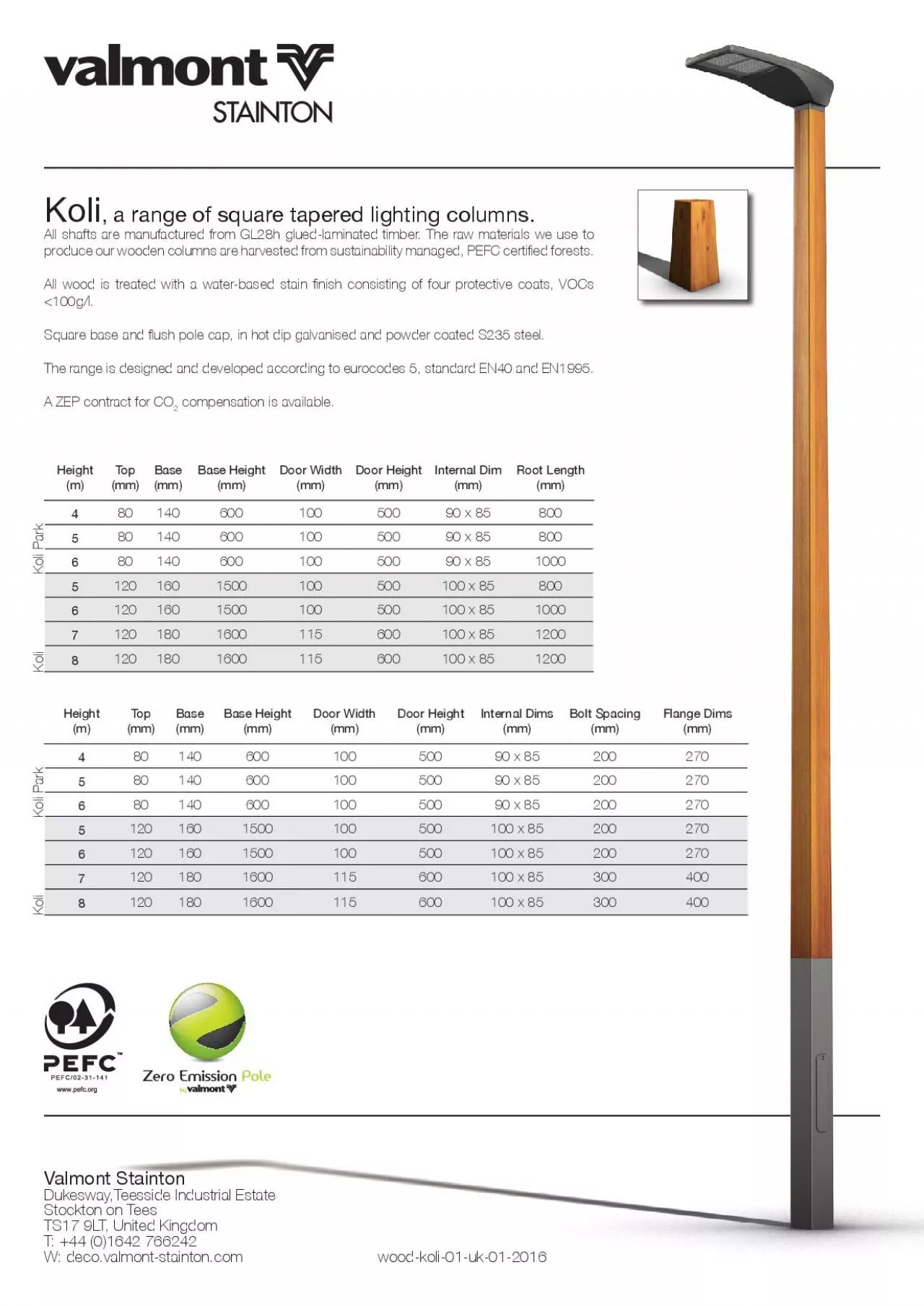 PDF-a range of square tapered lighting columns