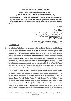 Adjudication Order in respect of Fizu M Patel in the matter of Popula