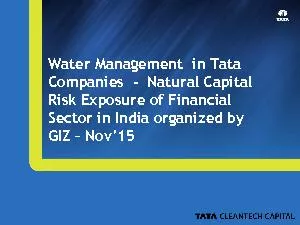 Water Management  in Tata