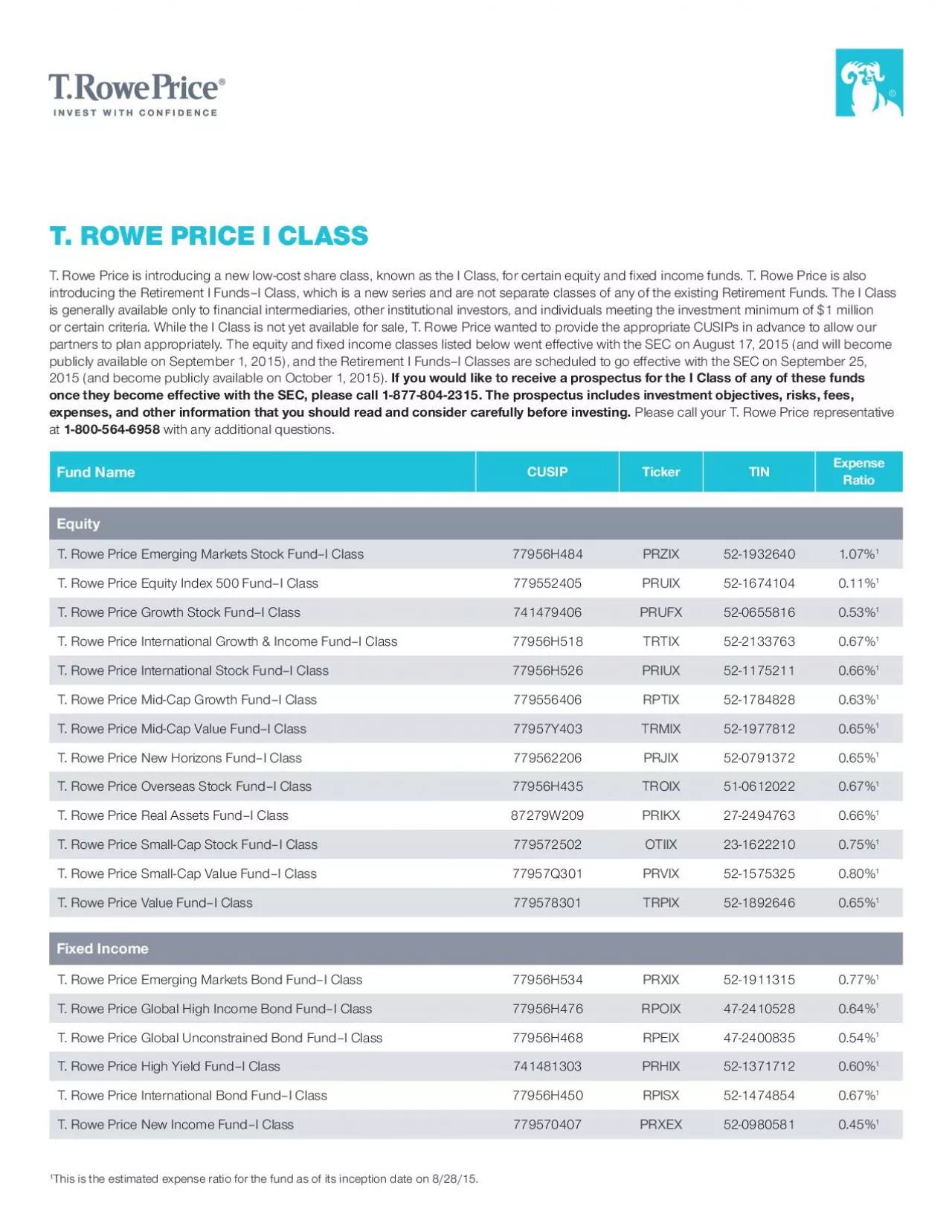 PDF-T ROWE PRICE I CLASS