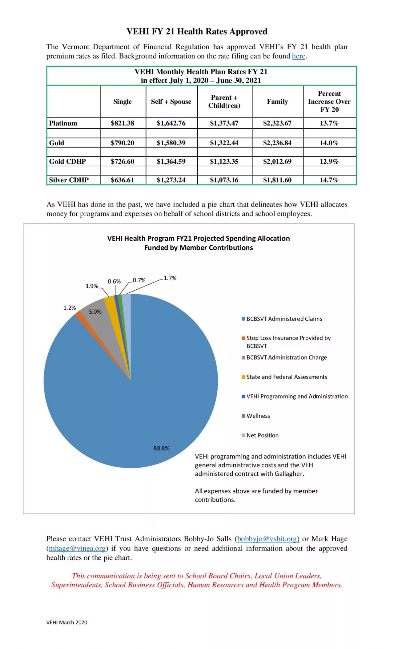 PDF-x0000x0000VEHI March 2020VEHI FY 21Health Rates ApprovedThe Verm