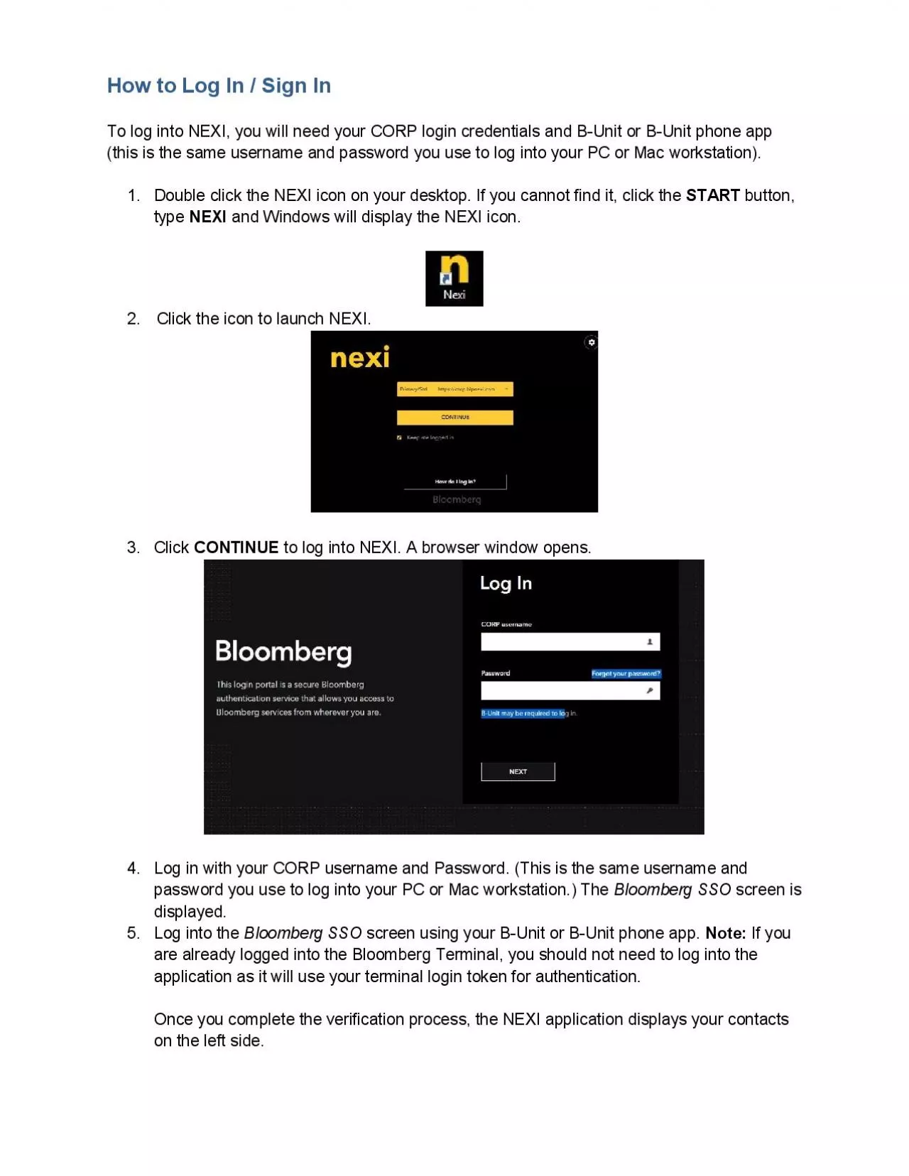 PDF-How to Log In Sign InTo logto NEXI you will need your CORP login cr