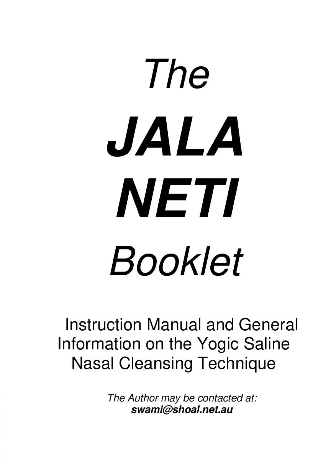 PDF-T JALA NETI Bklet Instruction Manual and General Information on th