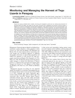 ResearchArticleMonitoringandManagingtheHarvestofTeguLizardsinParaguayM