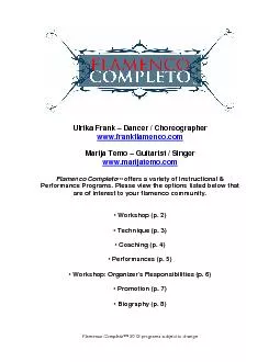 Flamenco Completo 2012 programs subject to change