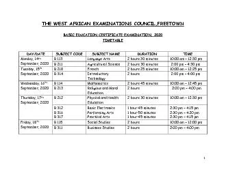 THE WEST AFRICAN EXAMINATIONS COUNCIL