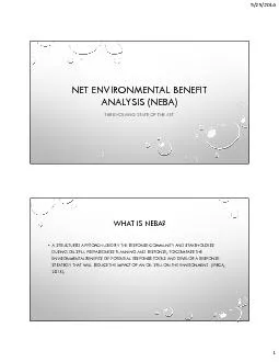 NET ENVIRONMENTAL BENEFIT ANALYSIS NEBATHE EVOLVING STATE OF THE ART