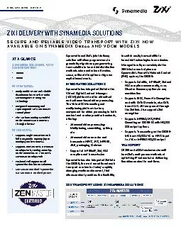 ZIXI DELIVERY WITH SYNAMEDIA SOLUTIONS