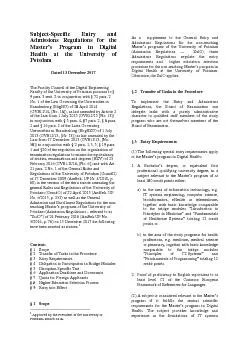 SubjectSpecific Entry and AdmissionRegulations for the Master146s P