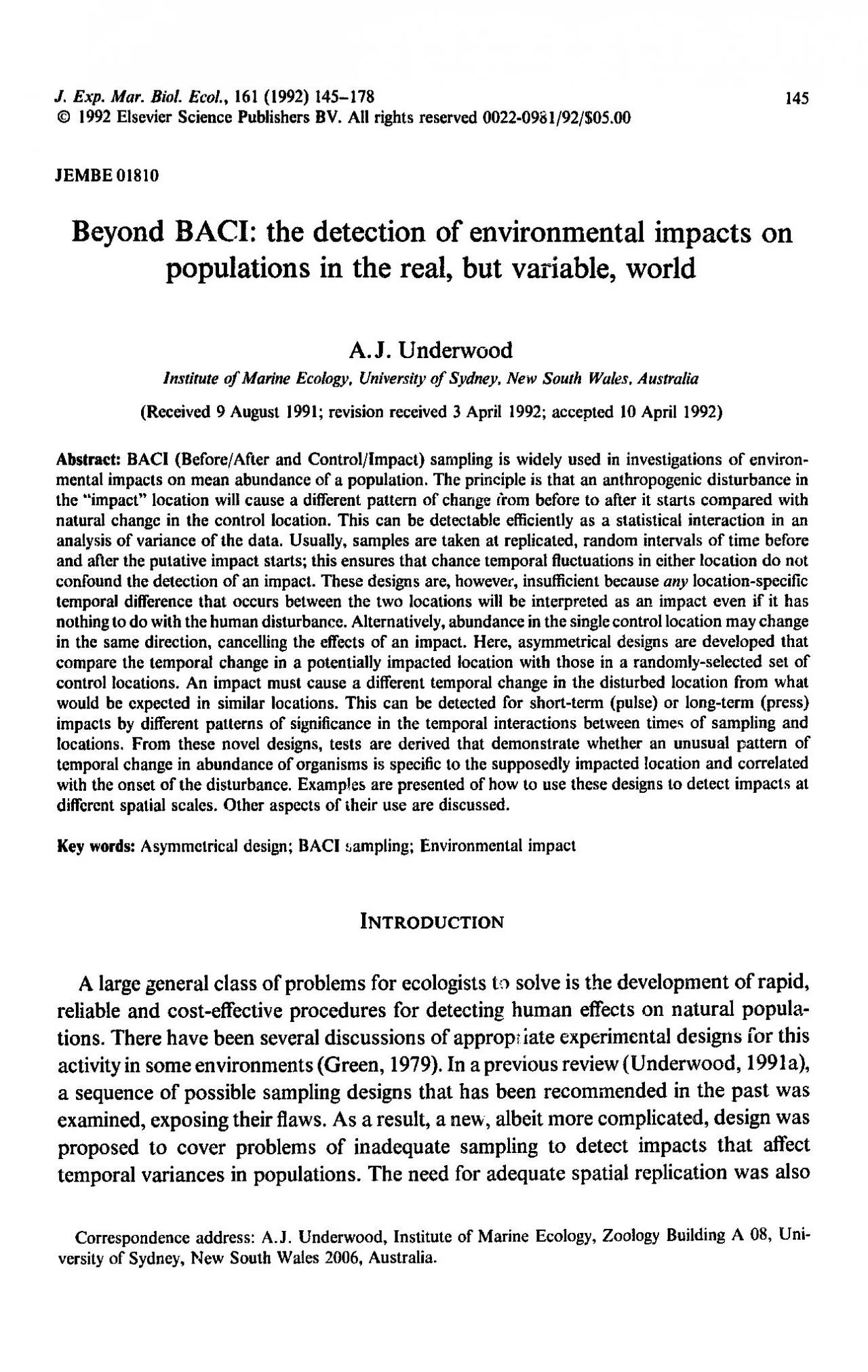 PDF-Exp Mar Biol Ecol 161 1992 145178 1992 Elsevier Science Publ