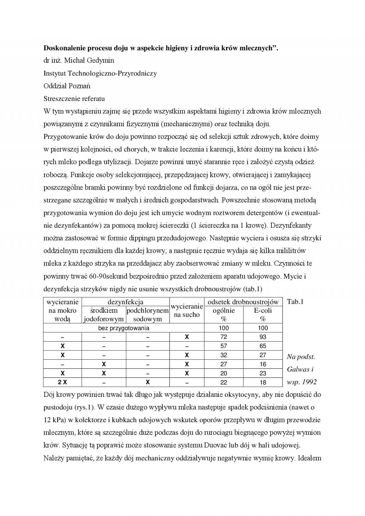 PDF-Doskonalenie procesu doju w aspekcie higieny i zdrowia krw mlecznych