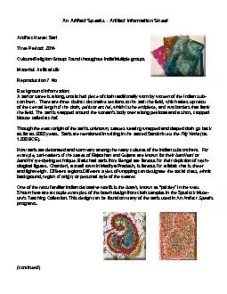 An Artifact Speaks  Artifact Information SheetTime PeriodA sari or