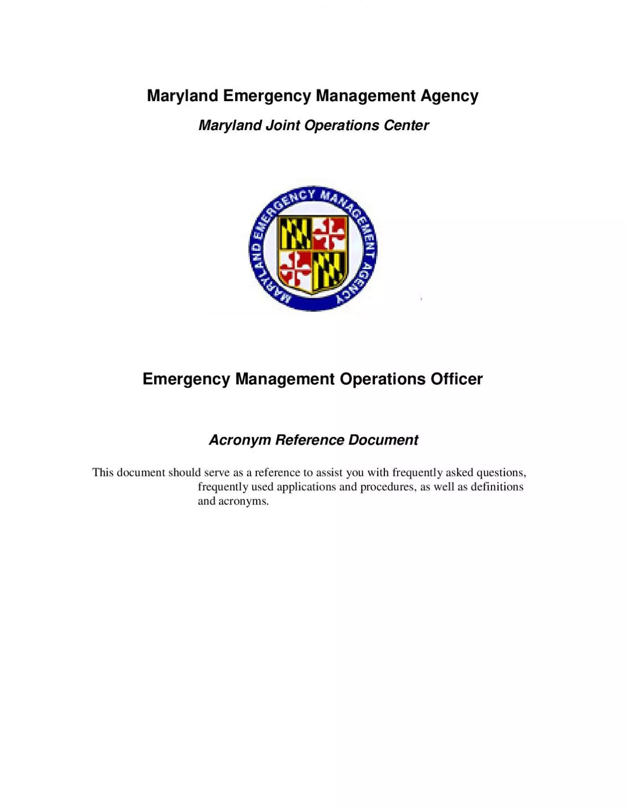 PDF-Maryland Emergency Management AgencyMaryland Joint Operations CenterEm