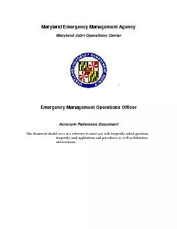 Maryland Emergency Management AgencyMaryland Joint Operations CenterEm