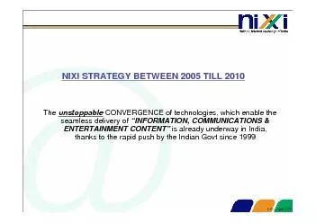 NIXI STRATEGY BETWEEN 2005 TILL 2010