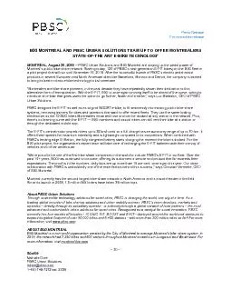 Release     For immediate release  BIXI MONTRAL AND PBSC URBAN SOLUT