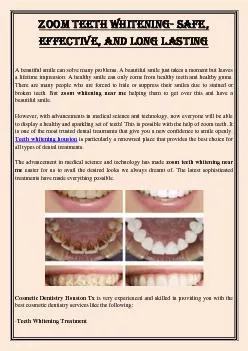 Zoom Teeth Whitening- Safe, Effective, and Long lasting