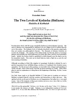 The Two Levels of Kedusha  KosherTorahcom Copyright  2000 by Ariel