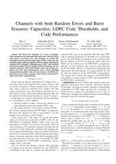Channels with both Random Errors and Burst Erasures Capacities LDPC code thresholds and