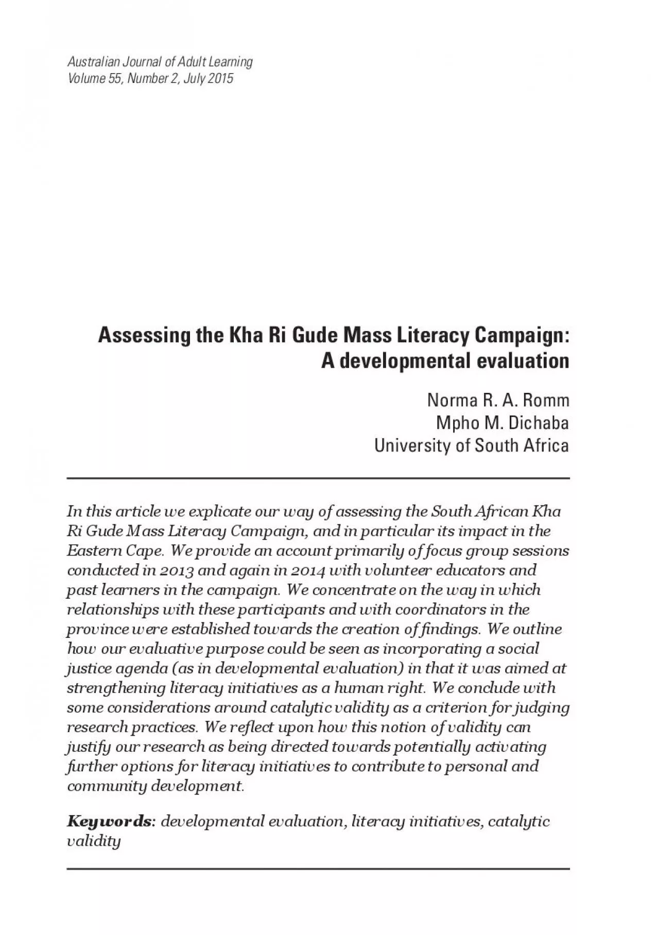 PDF-Assessing the Kha Ri Gude Mass Literacy Campaign