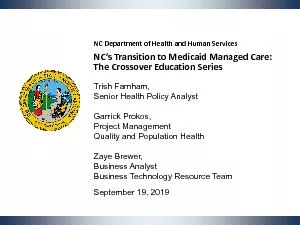 NC Medicaid  MCT  Transition of Care Crossover Series 9192019