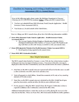 PDF-filing your HICA annual return please have the following information