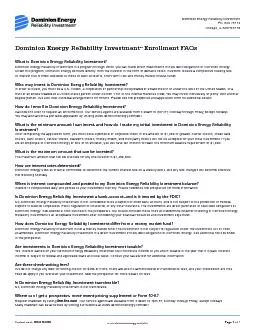 Enrollment FAQsWhat is Dominion Energy Reliability InvestmentDominion