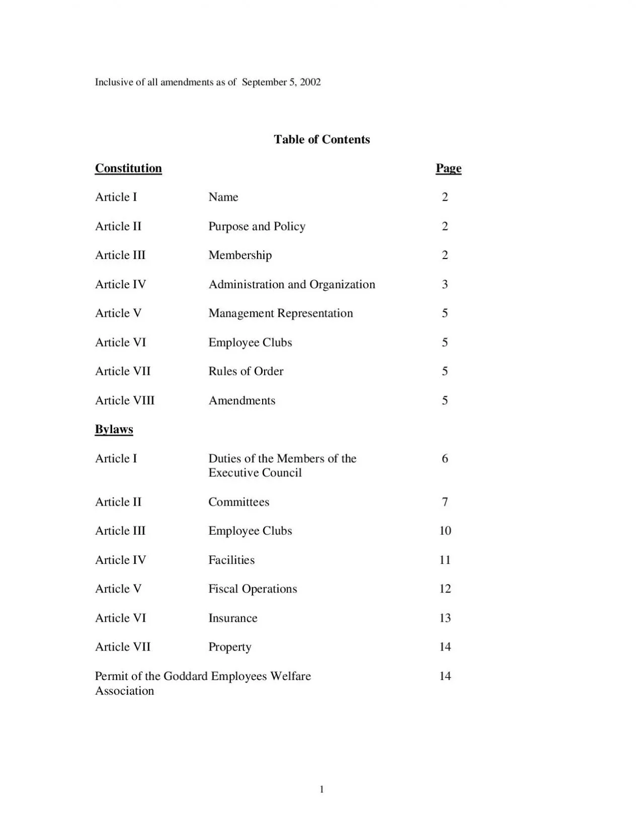 PDF-1Inclusive of all amendments as of September 5 2002 Table of Conten