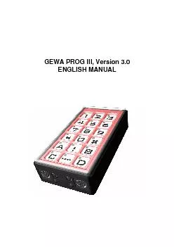 GEWA PROG III Version 30 ENGLISH MANUAL