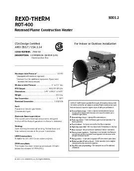REXOTHERMROT400Recessed Flame Construction HeaterCSA Design Certix