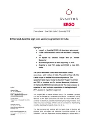 Press release  New Delhi India  November  ERGO and Ava