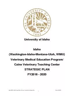 WIMU Vet Med ProgramCaine Veterinary Teaching Center Strategic Plan